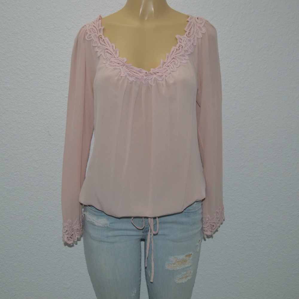 Karen Kane light pink L silk long sleeve